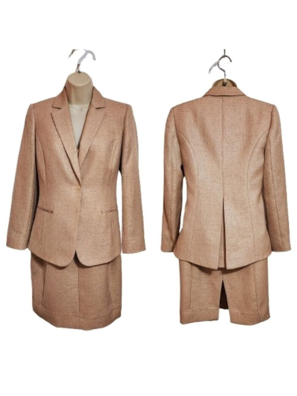 Elie Tahari Gold Blazer Sheath Dress Suit Size 2 4